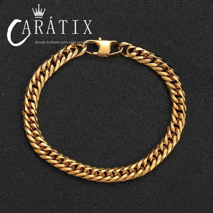 CARÁTIX - High Polish Hip Hop Jewelry PVD Plated Stainless Steel Cuban Chain Necklace Miami Men 7mm 9mm Cuban Link Chain Valentine's Day Gift for Men & Girls & Boys Mothers' Day Gift #Springtok