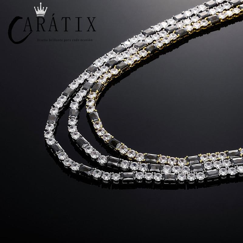 CARÁTIX Black Zircon Tennis Bracelet | 5A+ CZ Iced Out Hip Hop Chain for Men (7"-22")
