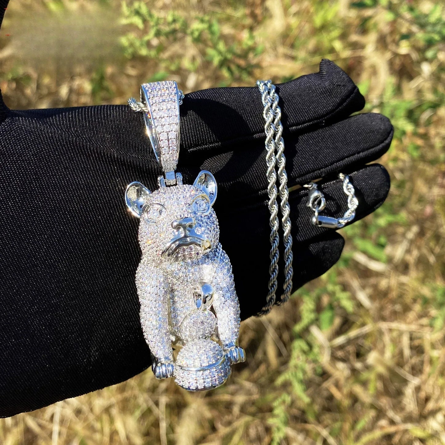 Men's & Women's Bulldog Necklace | Premium Copper CZ High-End Animal Jewelry - CaratixJewelry