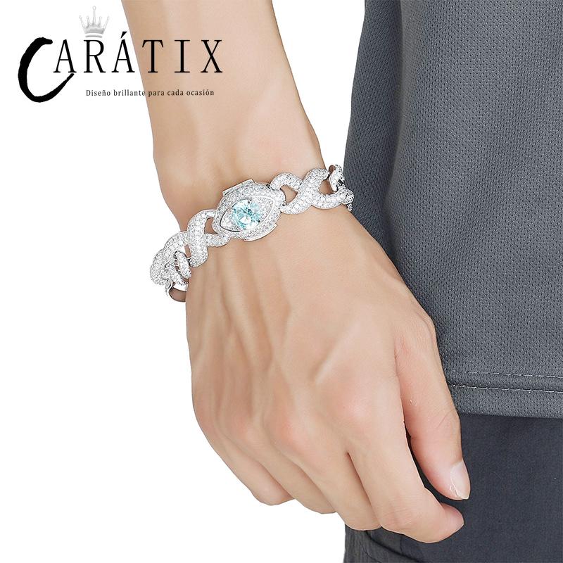 CARÁTIX - Hip Hop 5A+ CZ Stone Bling Iced Out Eye Cuban Infinity Link Chain Bracelet for Women Men Unisex Rapper Jewlery  Valentine's Day Gift for Men & Girls & Boys Mothers' Day Gift #Springtok