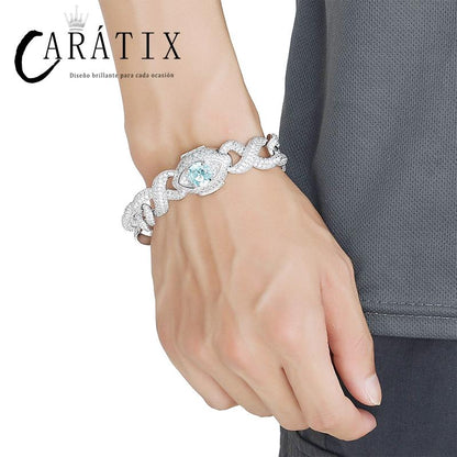 CARÁTIX - Hip Hop 5A+ CZ Stone Bling Iced Out Eye Cuban Infinity Link Chain Bracelet for Women Men Unisex Rapper Jewlery  Valentine's Day Gift for Men & Girls & Boys Mothers' Day Gift #Springtok