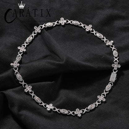 CARÁTIX 7"-20" Devil Eye Cross Link Chain Bracelet – 5A+ CZ Iced Out Hip Hop Bling Jewelry for Men & Women | Rapper Gift