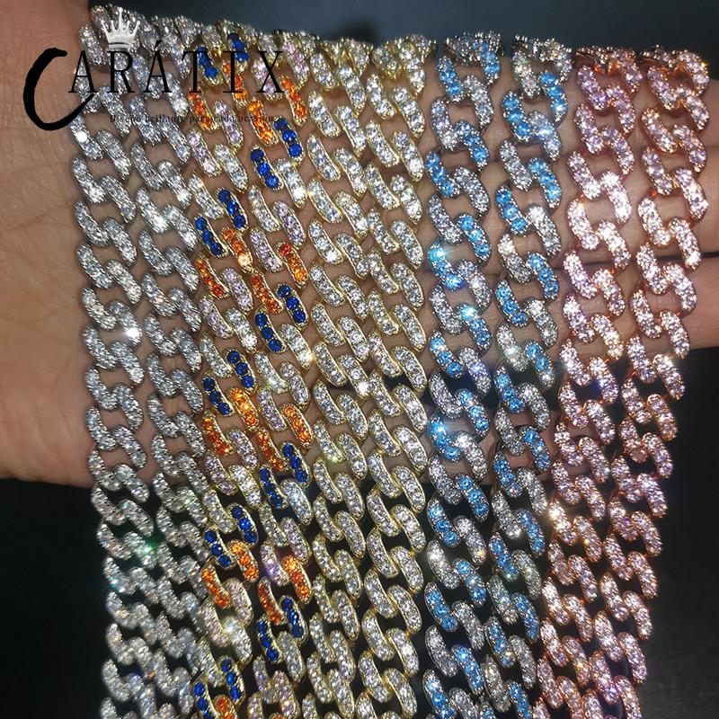 CARÁTIX - 14"-20" Hip Hop Claw Set AAA+ CZ Stone Bling Iced Out 8MM wide Cuban Link Chain Chokers Necklaces for Men Women Rapper Jewelry Valentine's Day Gift for Men & Girls & Boys Mothers' Day Gift #Springtok