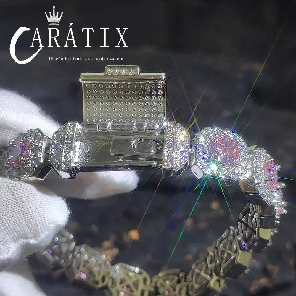 CARÁTIX -Luxury 12MM Colorful  Zircon Tennis Chain Bracelet Shiny CZ Silver plated Women's Fashion Jewelry Bangle Couple Valentine's Day Gift for Men & Girls & Boys Mothers' Day Gift #Springtok