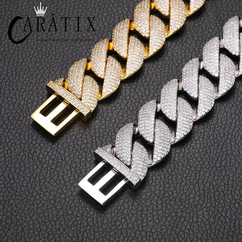 CARÁTIX 22mm Iced Out Cuban Link Chain Necklace – 5A+ CZ Heavy Round Hip Hop Bling Jewelry for Men | Rapper Gift
