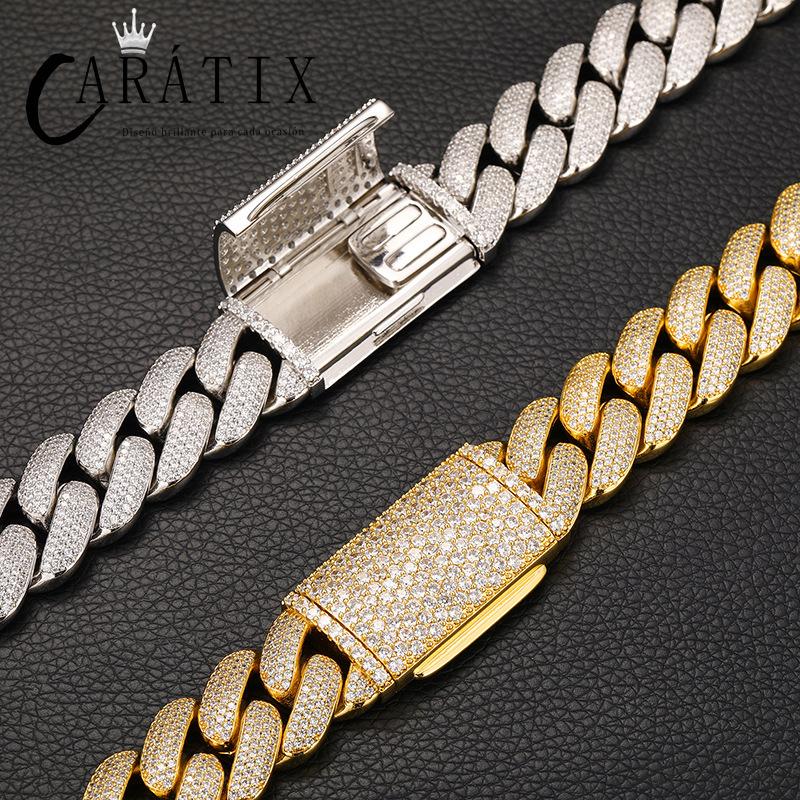 CARÁTIX 20mm 4-Row Cuban Miami Link Chain Necklace – Iced Out CZ Jewelry for Men & Women Hip Hop
