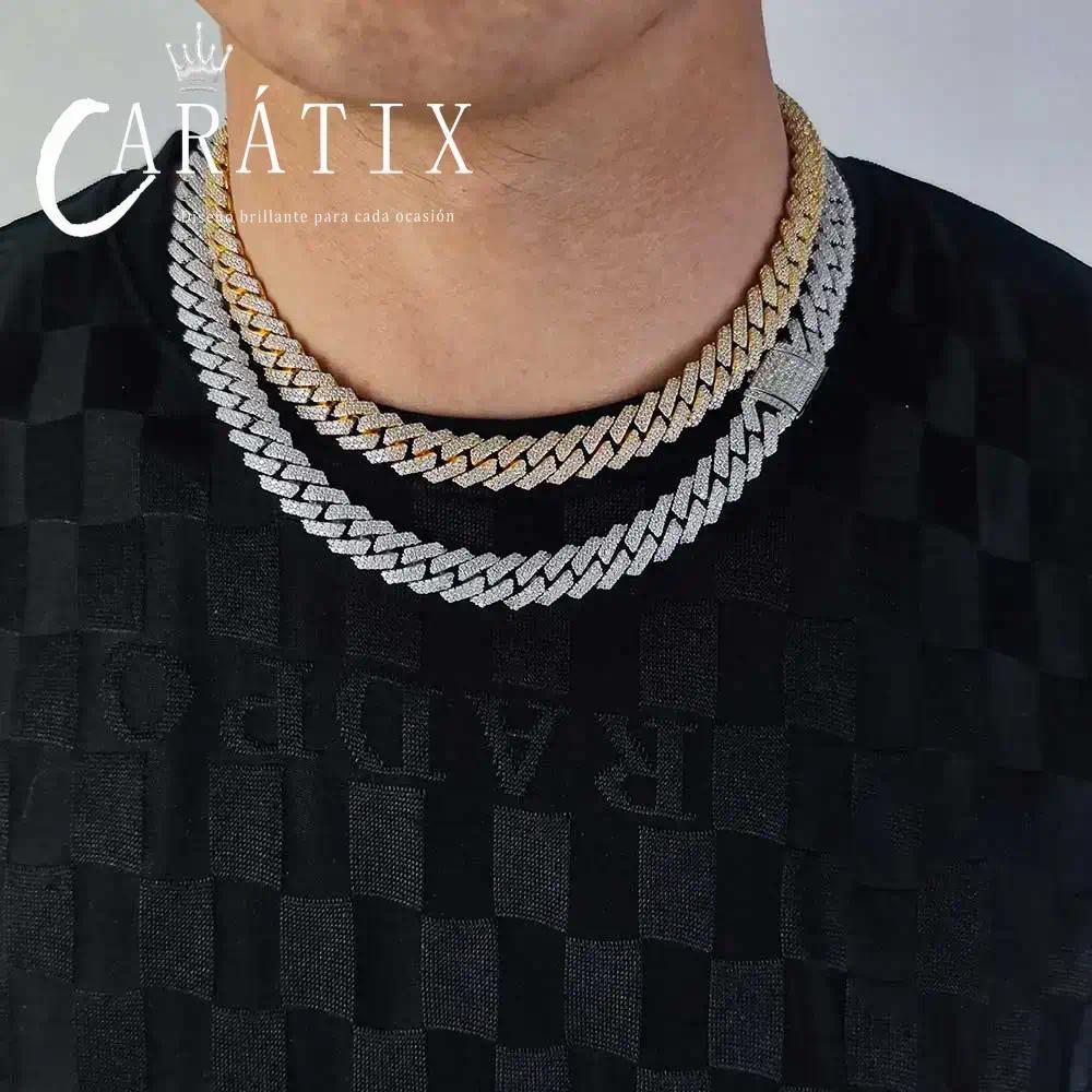 CARÁTIX 12MM 2-Row Cuban Link Chain Necklace – Copper Hip Hop Jewelry with CZ Stones for Men & Women