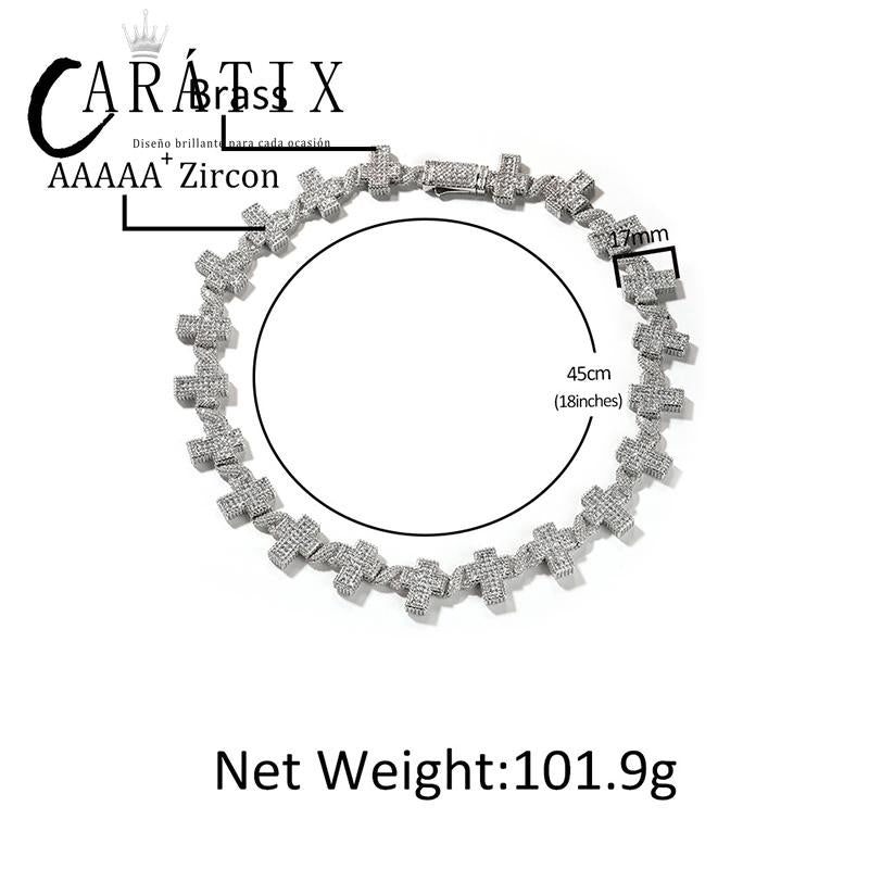 CARÁTIX Infinity Cross Link Chain Necklace – 5A+ CZ Iced Out Hip Hop Bling Jewelry for Men | Gold & Silver Rapper Gift