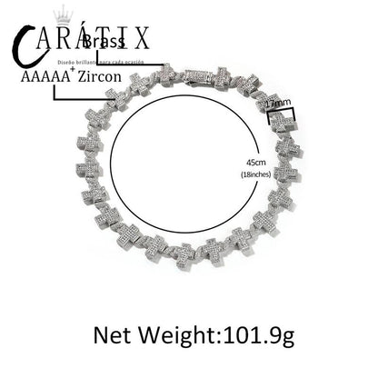 CARÁTIX Infinity Cross Link Chain Necklace – 5A+ CZ Iced Out Hip Hop Bling Jewelry for Men | Gold & Silver Rapper Gift