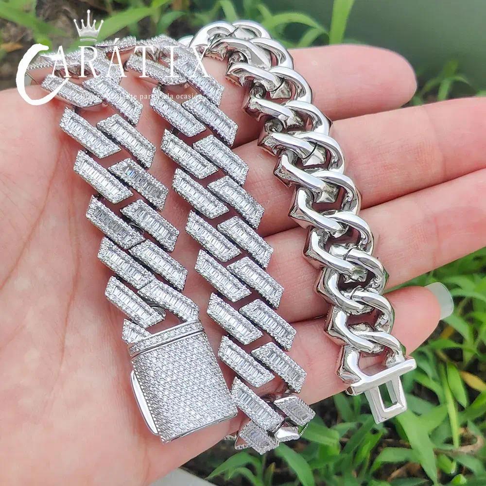 CARÁTIX 18mm Miami Cuban Link Chain Necklace – Mixed Inlay Zircon Iced Out Hip Hop Bling Jewelry for Men | Luxury Gift