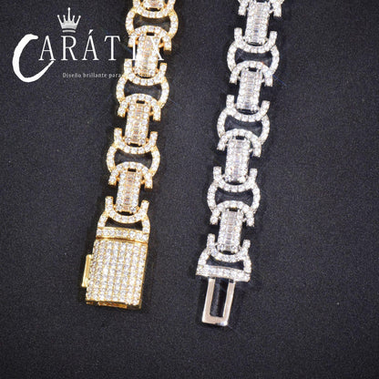 CARÁTIX 13mm Double C Chino Link Chain Necklace – Iced Out Hip Hop Cuban Chain Jewelry for Men | Creative Bling Design