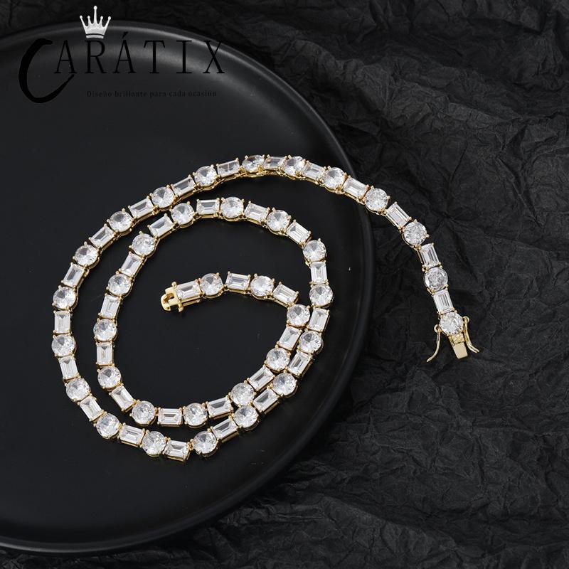 CARÁTIX 6mm Claw Tennis Chain | Square & Round CZ Iced Out Hip Hop Necklace for Men & Women