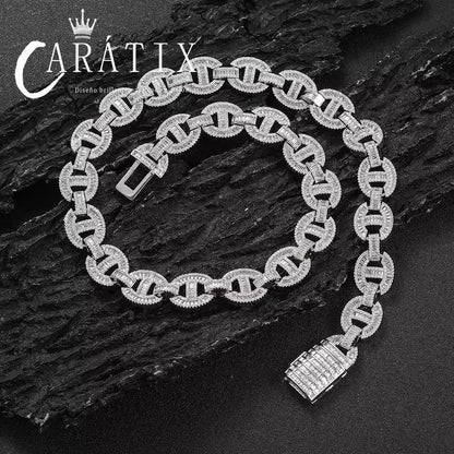 CARÁTIX Full Pave Pig Nose Chain Bracelet – Hip Hop Jewelry for Women & Men, Iced Out Statement Bangle