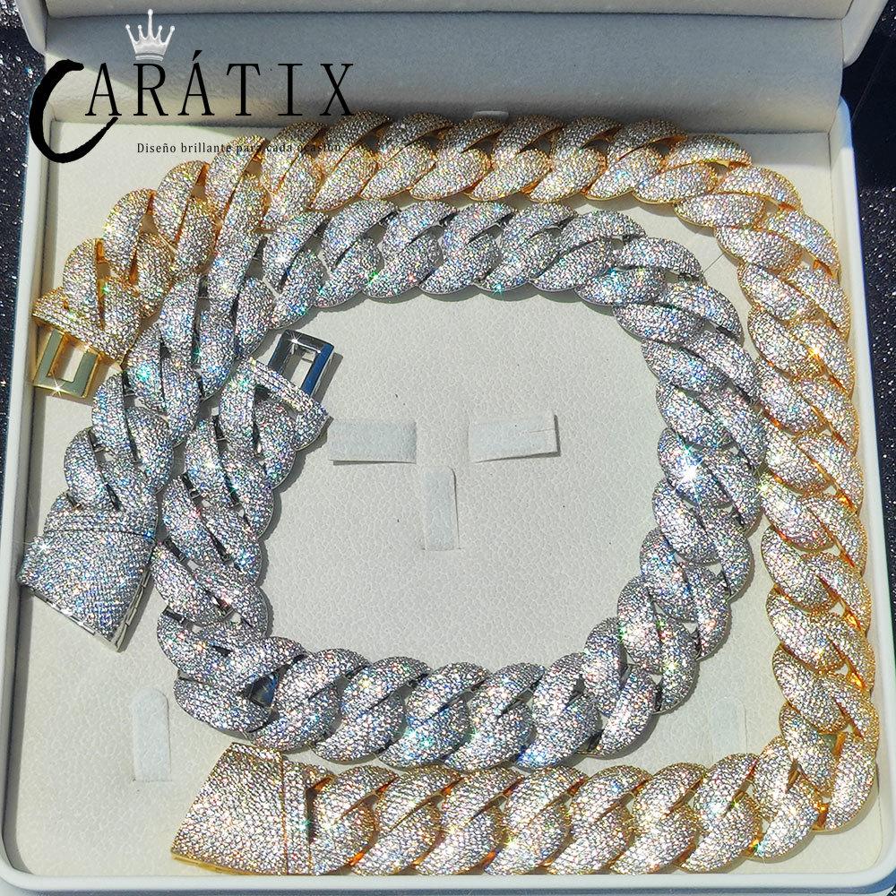CARÁTIX 22MM 6-Row Full Cuban Link Chain Necklace – Luxury Bling CZ Bubble Hip Hop Jewelry for Men & Women