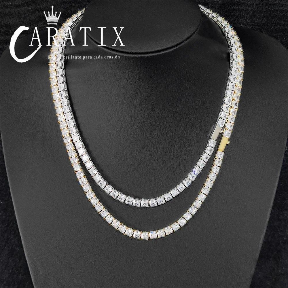 CARÁTIX -  Fashion  Tennis Chain Simplicity Square 5A Cubic Zirconia Luxury Inlaid Tennis Necklace for Women Gift Valentine's Day Gift for Men & Girls & Boys Mothers' Day Gift #Springtok