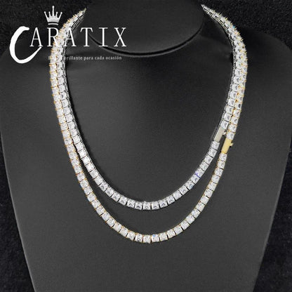 CARÁTIX -  Fashion  Tennis Chain Simplicity Square 5A Cubic Zirconia Luxury Inlaid Tennis Necklace for Women Gift Valentine's Day Gift for Men & Girls & Boys Mothers' Day Gift #Springtok