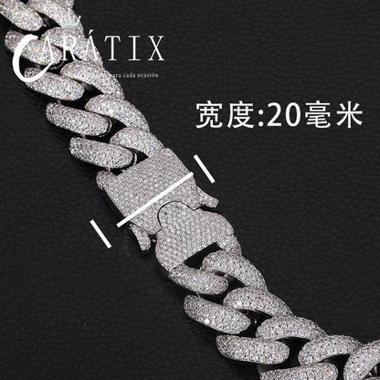 CARÁTIX 20mm Heavy Cuban Link Chain Necklace – 5A+ CZ Iced Out Hip Hop Bling Jewelry for Men | Solid Rapper Gift