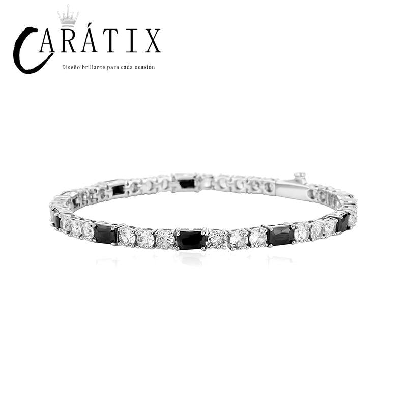 CARÁTIX Black Zircon Tennis Bracelet | 5A+ CZ Iced Out Hip Hop Chain for Men (7"-22")