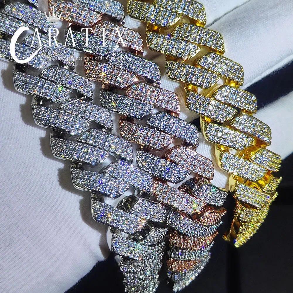 CARÁTIX - 20mm 3 Rows Cuban Chain Necklace Golden Silver Two Color Iced Out CZ Thick Cuban Link Chain Miami Hip Hop Jewelry Valentine's Day Gift for Men & Girls & Boys Mothers' Day Gift #Springtok