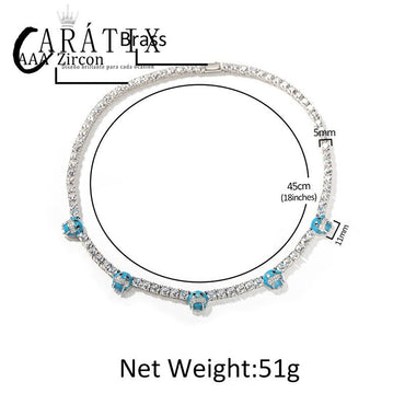 CARÁTIX - 5mm Hip Hop Bing Iced Out 1 Row CZ Stone Ice Face Tennis Link Chain Chokers Necklaces for Men Women Unisex Rapper Jewelry Valentine's Day Gift for Men & Girls & Boys Mothers' Day Gift #Springtok