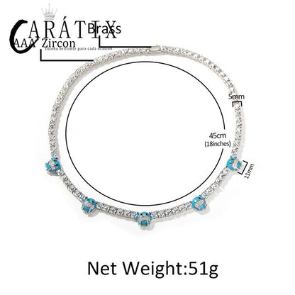 CARÁTIX - 5mm Hip Hop Bing Iced Out 1 Row CZ Stone Ice Face Tennis Link Chain Chokers Necklaces for Men Women Unisex Rapper Jewelry Valentine's Day Gift for Men & Girls & Boys Mothers' Day Gift #Springtok