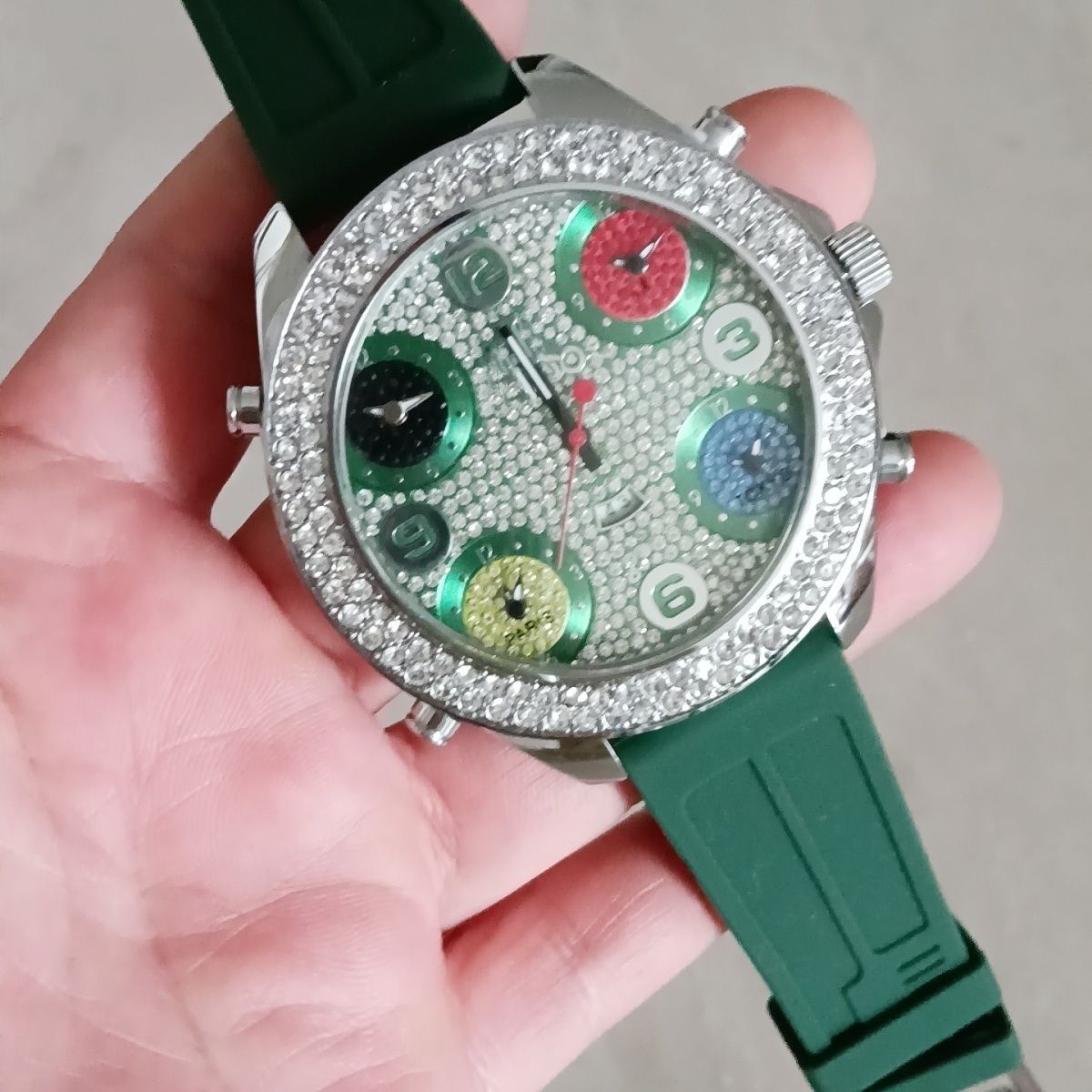 Iced Out Multi-Time Zone Watch Silicone Couple Band | Caratix