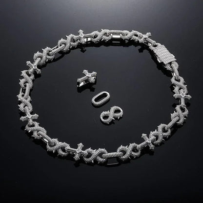 CARÁTIX Hip Hop CZ Stone Paved Cross & Infinity Link Chain Bangle Bracelet – Iced Out Jewelry for Men & Women - CaratixJewelry