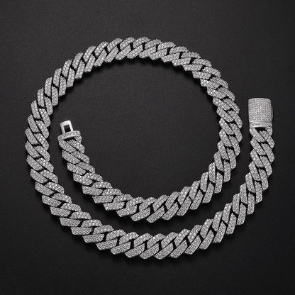CARÁTIX 14mm Square Cuban Link Chain Necklace – 5A CZ Iced Out Hip Hop Bling Jewelry for Men | Solid Rapper Gift - CaratixJewelry