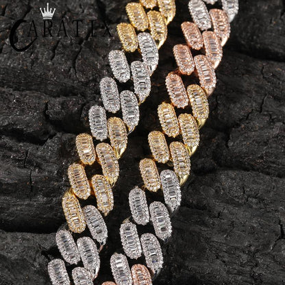 CARÁTIX 15mm Square CZ Cuban Chain | Claw Set Iced Out Hip Hop Necklace for Men (14"-20")