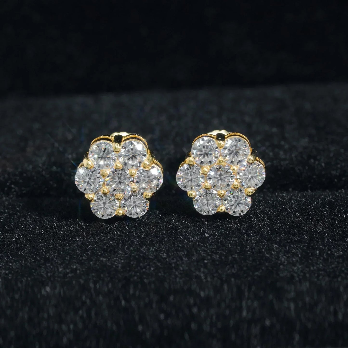 925 Silver Flower Shape Moissanite Look Earrings Unisex Jewelry - CaratixJewelry