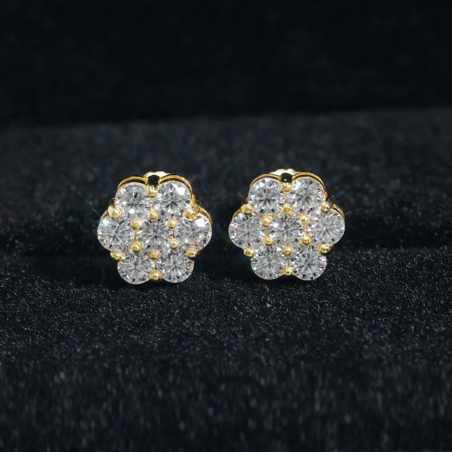 925 Silver Flower Shape Moissanite Look Earrings Unisex Jewelry - CaratixJewelry