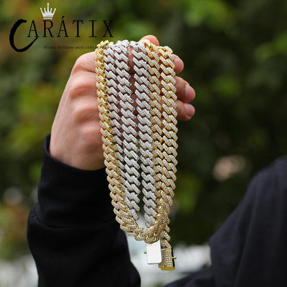 CARÁTIX 12mm Square Cuban Chain | AAA+ CZ Iced Out Choker Necklace for Men & Women