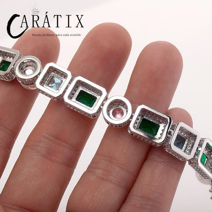 CARÁTIX - 10mm Wide Hip Hop Bling Iced Out Pearl and CZ Stone Paved Tennis Link Chain Cubic Zirconia Chokers Necklaces Men Jewelry Valentine's Day Gift for Men & Girls & Boys Mothers' Day Gift #Springtok