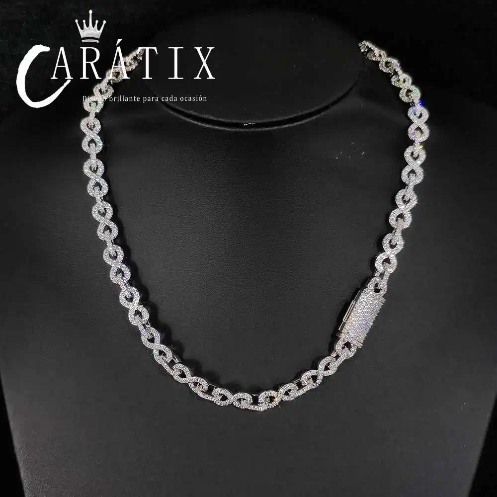 CARÁTIX – 6mm Infinity 8-Character Cuban Link Necklace | Paved Crystal Bling Jewelry for Men & Women