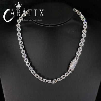 CARÁTIX – 6mm Infinity 8-Character Cuban Link Necklace | Paved Crystal Bling Jewelry for Men & Women