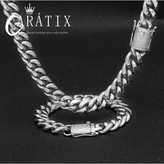 CARÁTIX – 12mm Miami Cuban Curb Link Chain Necklace | 316L Stainless Steel Trendy Jewelry for Men & Women