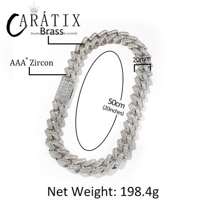CARÁTIX – 20mm Big Heavy Square Cuban Miami Link Chain Necklace | 3A+ CZ Bling Iced Hip Hop Jewelry for Men