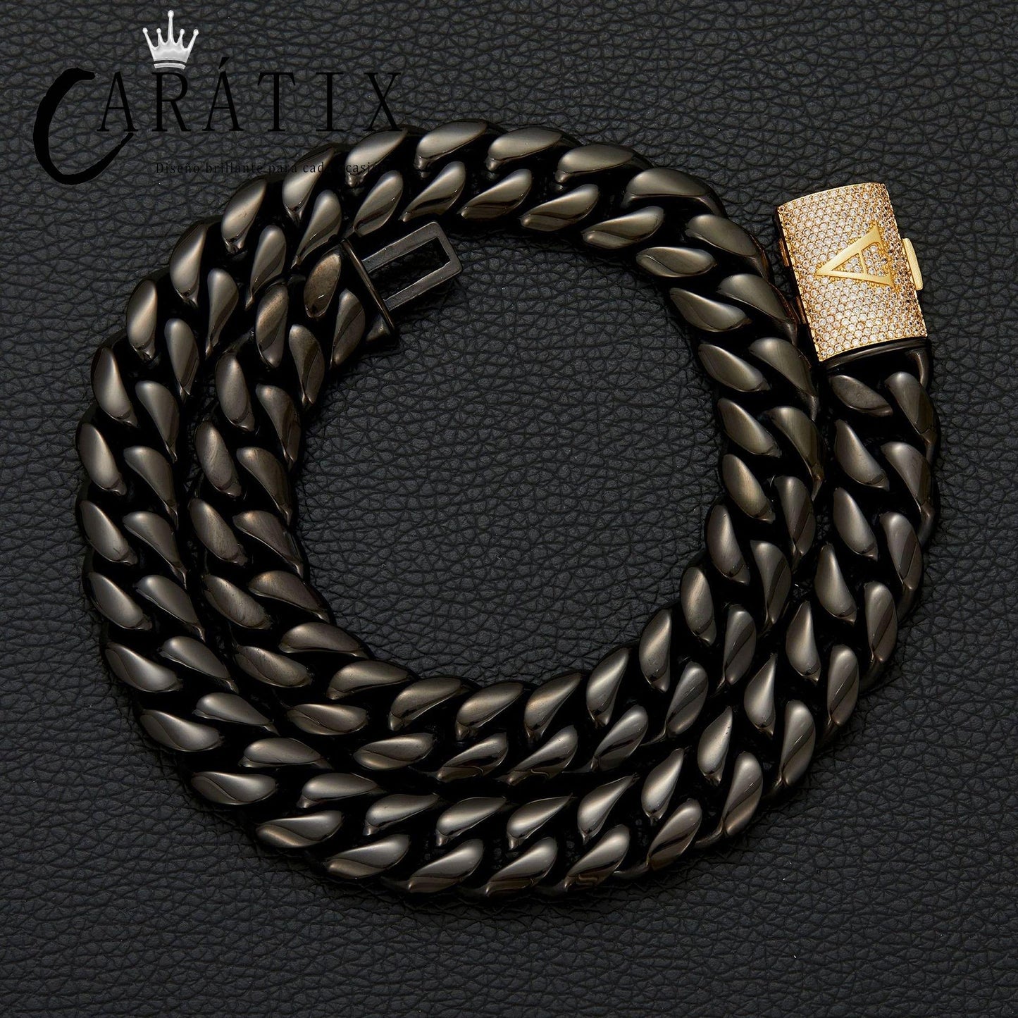 CARÁTIX Letter Cuban Link Chain Necklace – Gold/Silver Zircon Chunky Hip Hop Jewelry for Men | Multi-Size Punk Style Gift