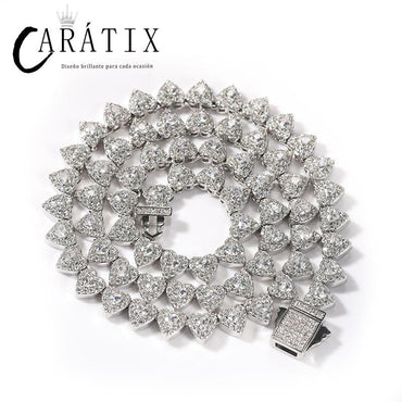 CARÁTIX - Hip Hop Claw Setting AAA+ CZ Stone Bling Iced Out Hearts Link Chain Necklaces for Men Women Unisex Rapper Jewelry Gift Valentine's Day Gift for Men & Girls & Boys Mothers' Day Gift #Springtok