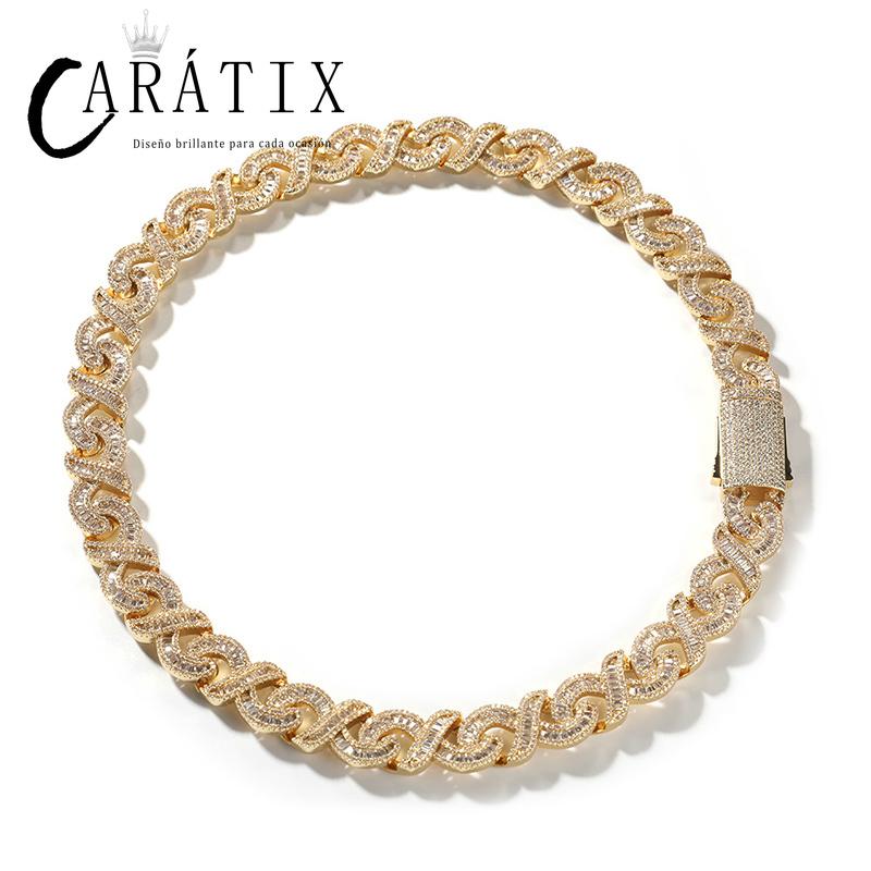 CARÁTIX 15mm Iced Out Cuban Link Chain Necklace – 3A+ CZ Round Infinity Hip Hop Bling Jewelry for Men | Rapper Gift