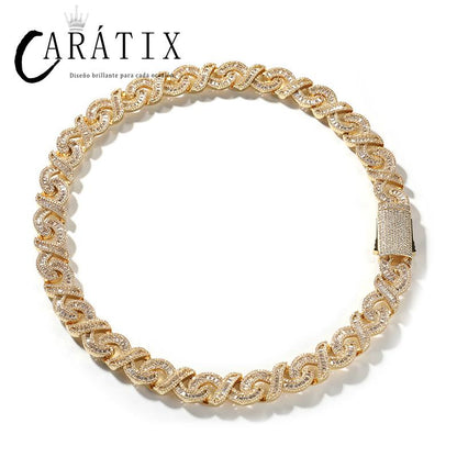CARÁTIX 15mm Iced Out Cuban Link Chain Necklace – 3A+ CZ Round Infinity Hip Hop Bling Jewelry for Men | Rapper Gift