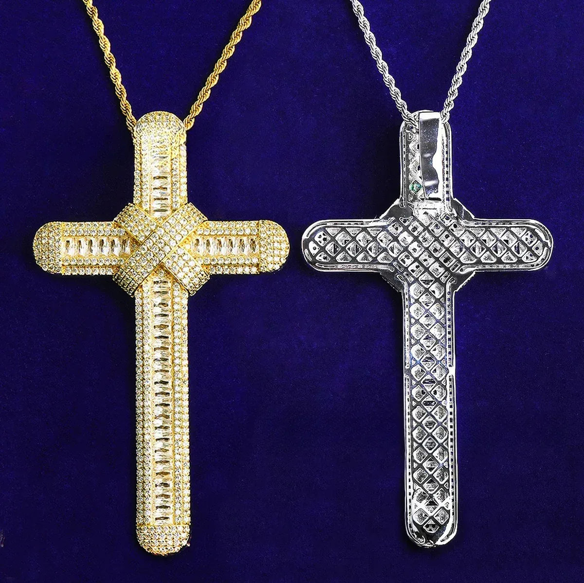 Massive Iced Out Oversized Cross Pendant | Men's Real Copper CZ Necklace - CaratixJewelry