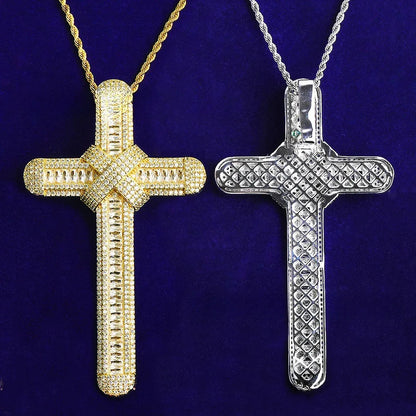 Massive Iced Out Oversized Cross Pendant | Men's Real Copper CZ Necklace - CaratixJewelry