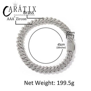 CARÁTIX 20mm Rhombus Cuban Chain | 3A+ CZ Iced Out Hip Hop Necklace for Men