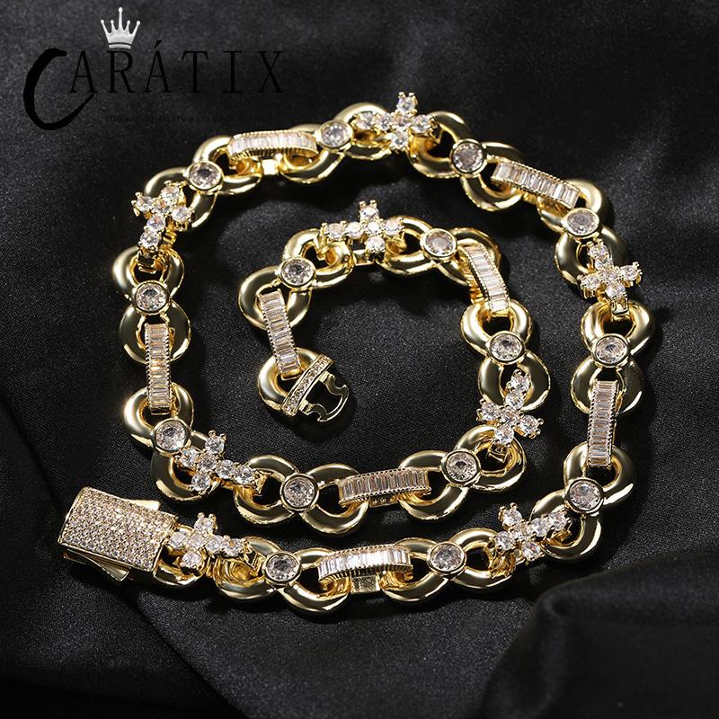 CARÁTIX Infinity Cross 8-Shape Link Chain Choker Necklace – Iced Out CZ Hip Hop Jewelry for Men & Women