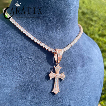 CARÁTIX Iced Out Cross Pendant Necklace – CZ Hip Hop Jewelry for Women & Men