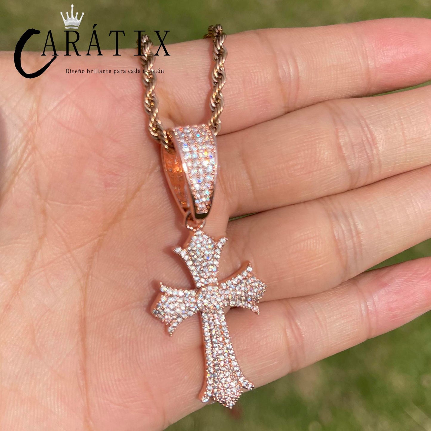CARÁTIX Iced Out Cross Pendant Necklace – CZ Hip Hop Jewelry for Women & Men