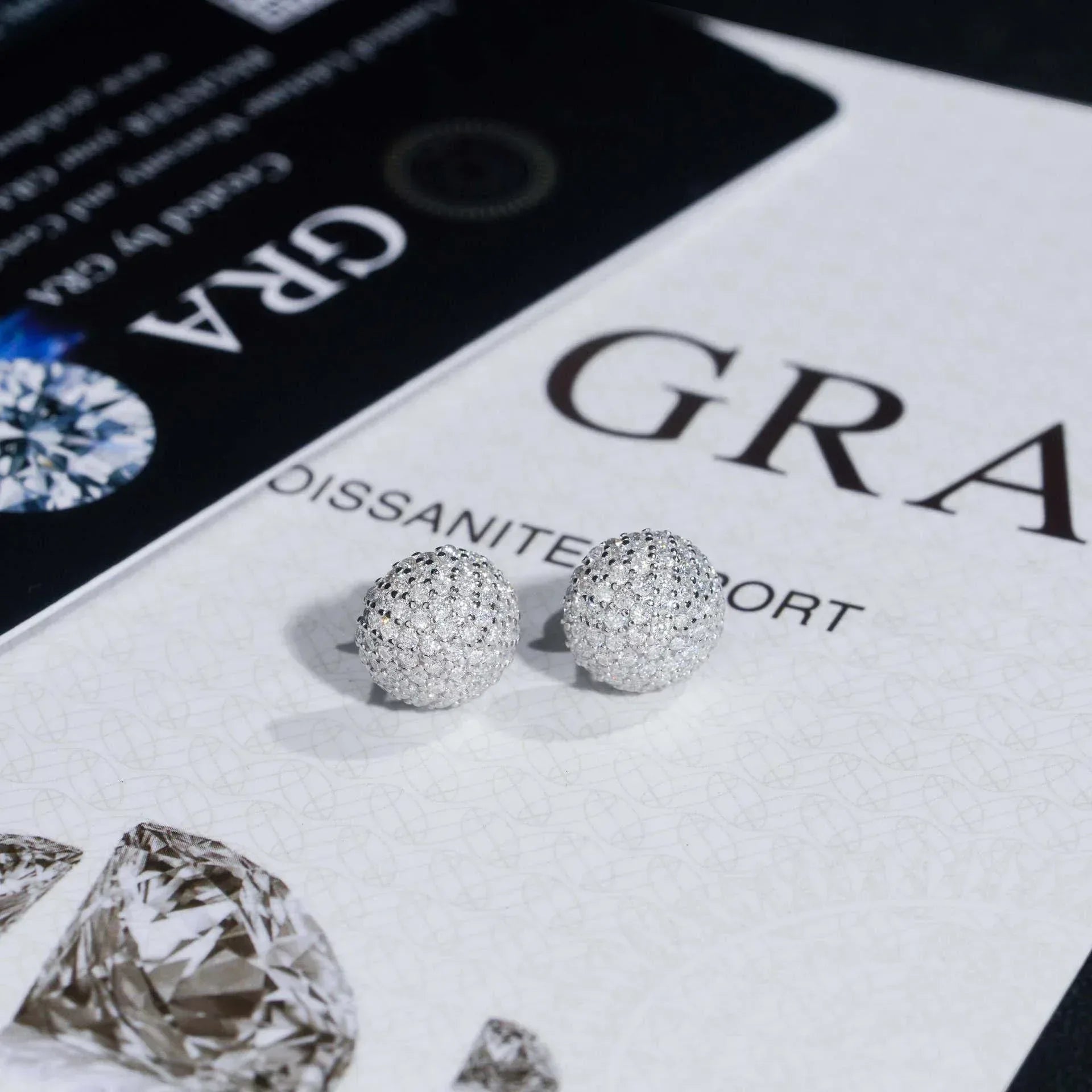 925 Silver Sphere Moissanite Hip Hop Stud Earrings Unisex - CaratixJewelry