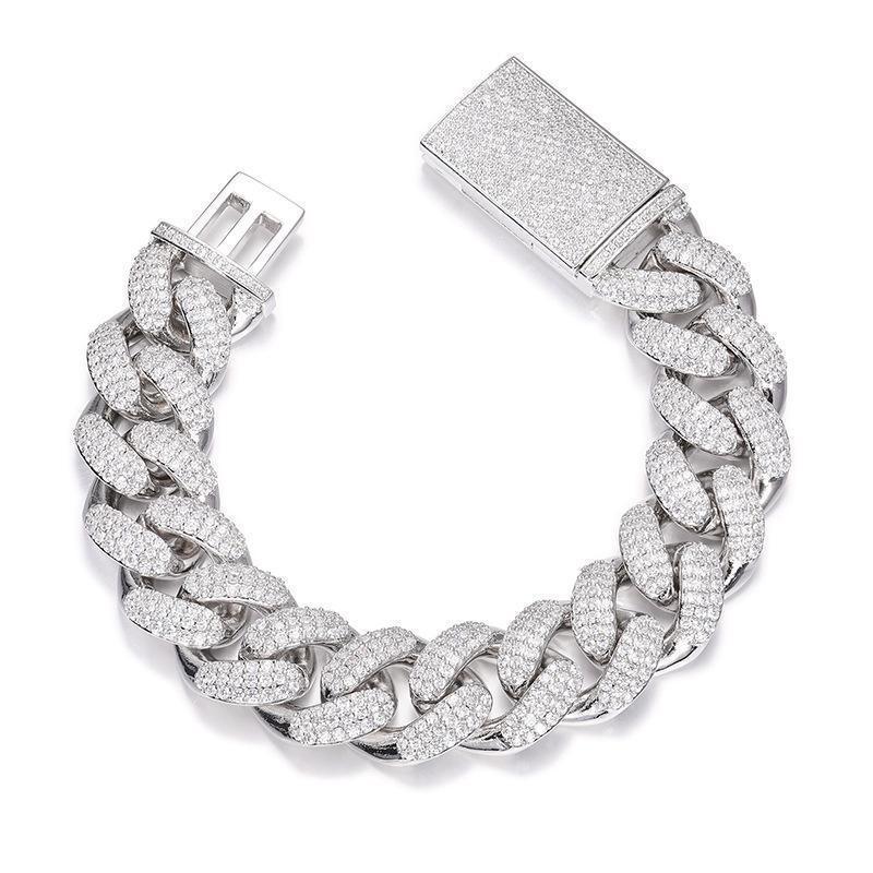 CARÁTIX 18mm Iced Out Cuban Link Chain Necklace – 3 Row CZ Rhombus Hip Hop Bling Jewelry for Men | Rapper Gift - CaratixJewelry