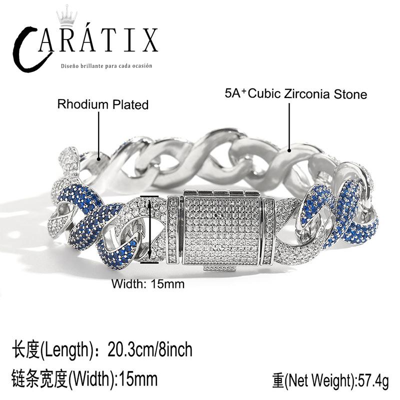 CARÁTIX Blue & White Two Tone Cuban Chain | 5A+ CZ Iced Out Infinity Hip Hop Necklace for Men